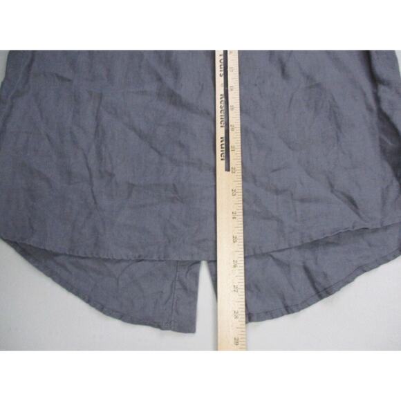 Ellen Tracy Linen Tunic Top Women Small Roll Tab Gold Zipper Tassel Trim Popover - Picture 11 of 16